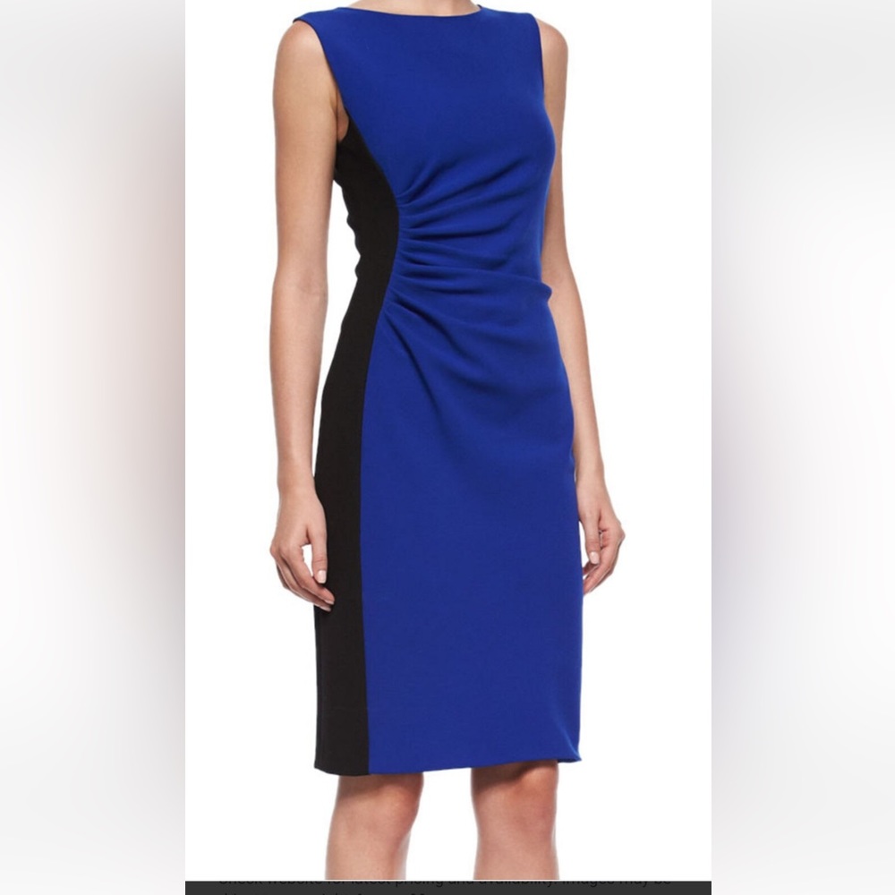 Diane von Furstenberg Laura Sleeveless Ruched Sheath Dress Blue & Black size 6